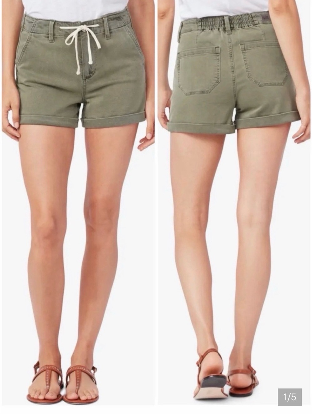 PAIGE Olive Utility Drawstring Shorts